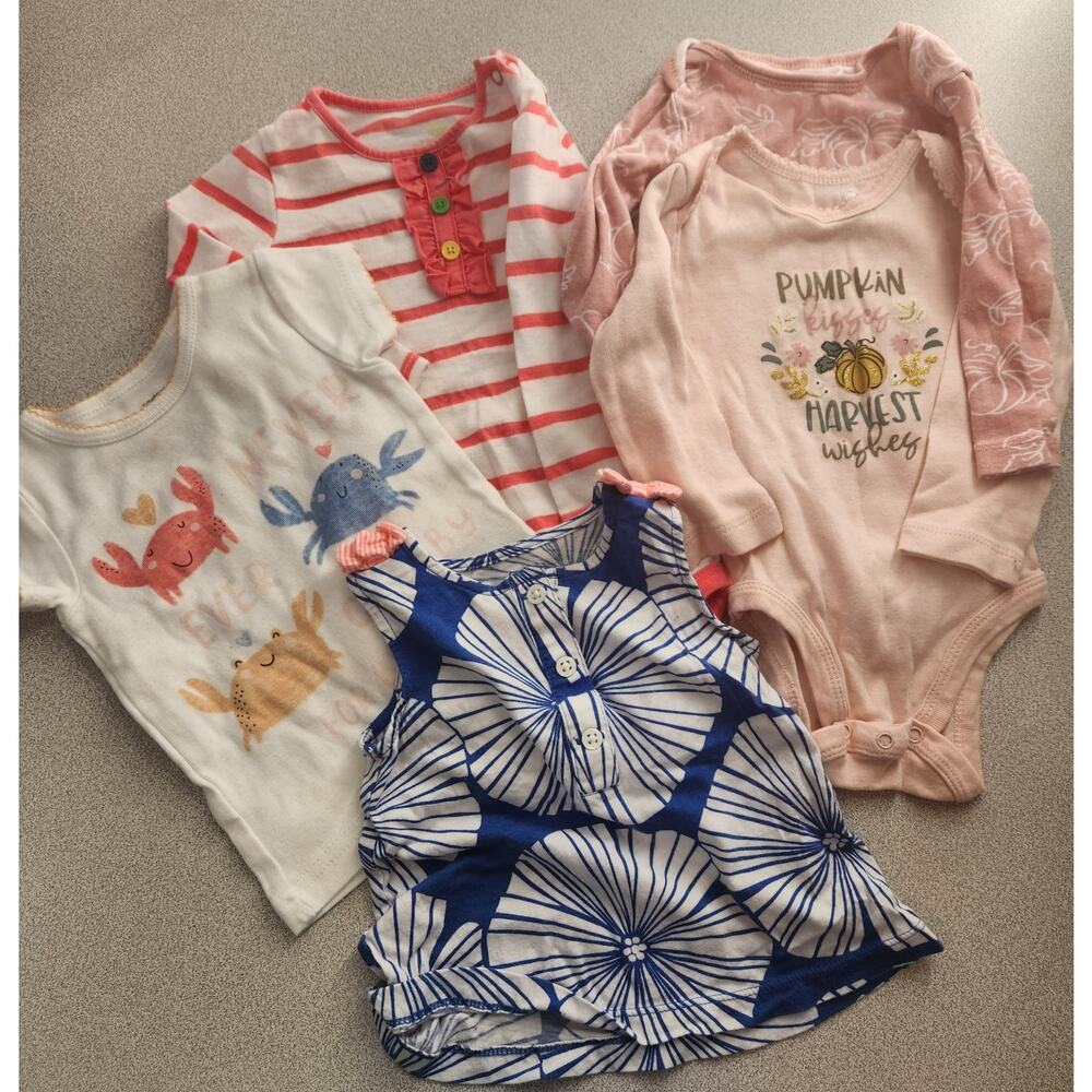 Mixed Brand Name Bundle of Baby Girl Outfits 5 Pieces 6-9 Month